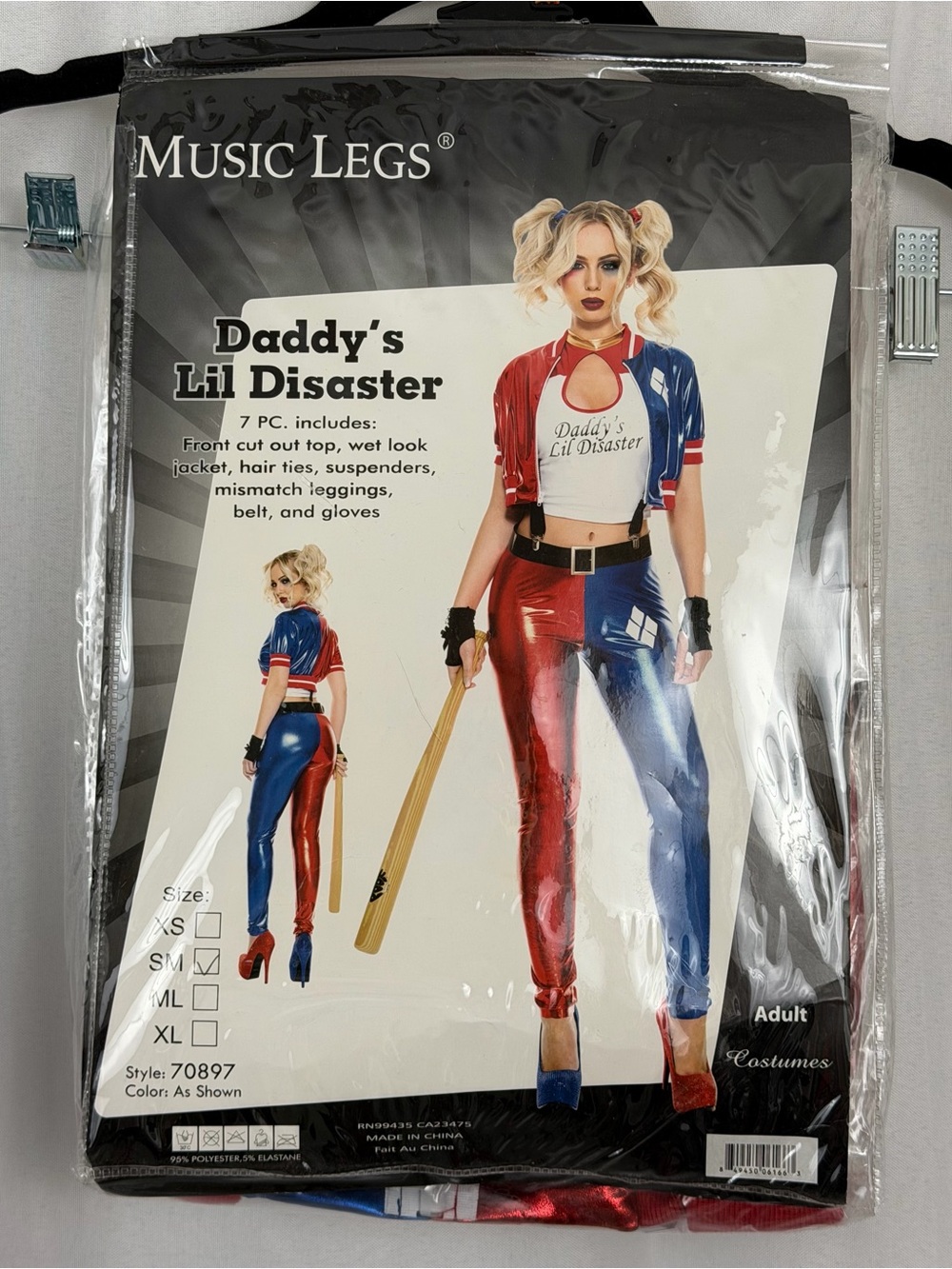 Sexy Costume “Daddy’s Lil Disaster” (7 piece. set) Leggings & Cropped Coat (S) - Picture 2 of 5